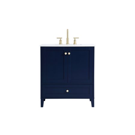 ELEGANT DECOR 30 Inch Single Bathroom Vanity In Blue VF18030BL